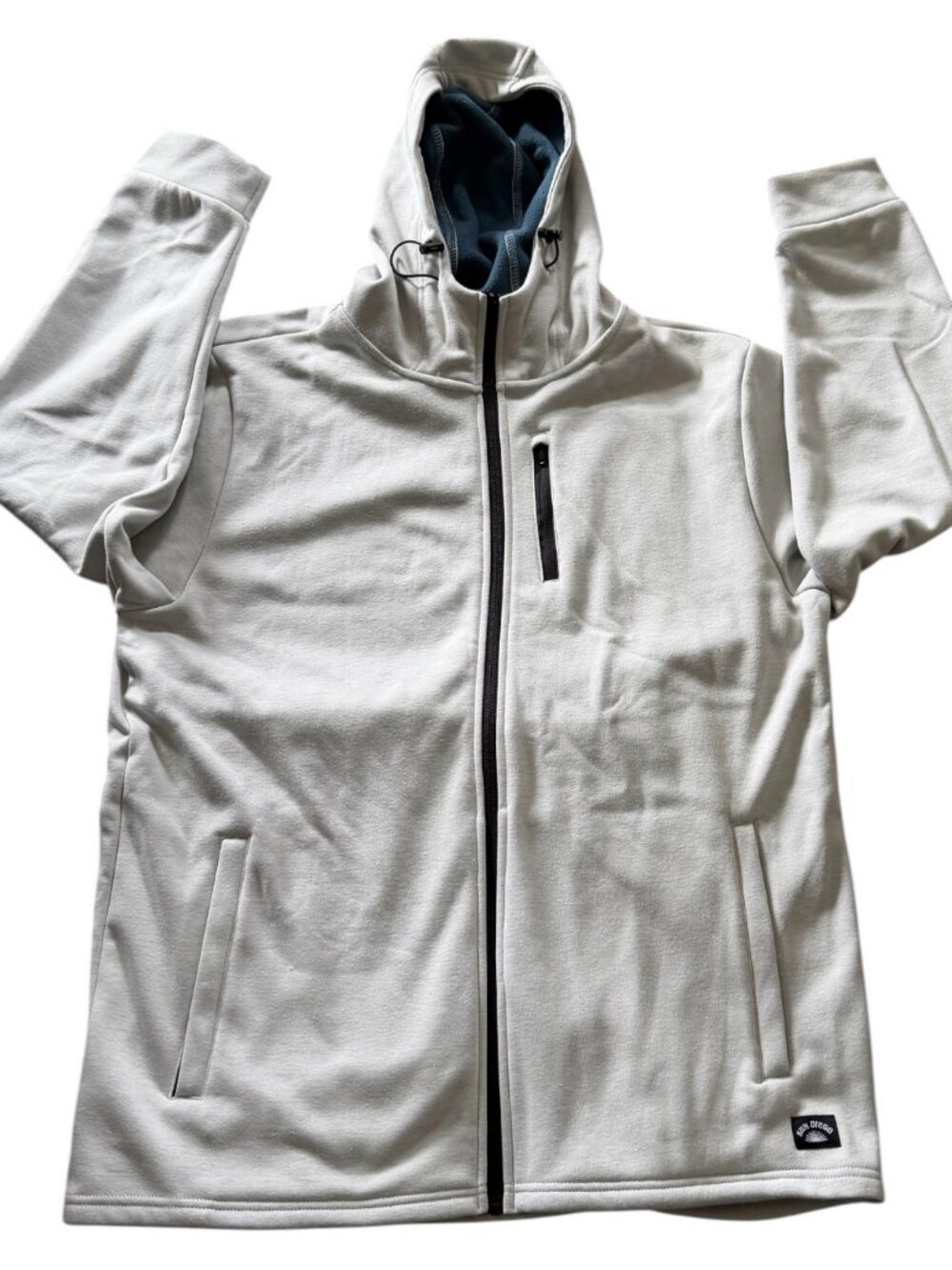 Sun Diego Full Zip Hoodie Mens XL Light Gray Excellent Fleece‎ Lined Surf Jacket